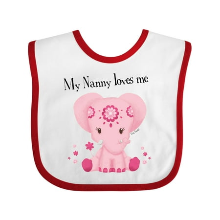

Inktastic Aditi My Nanny Loves Me Pink Elephant Beautiful Gift Baby Girl Bib