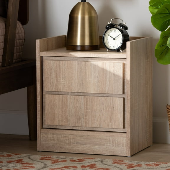 Baxton Studio Hale Modern and Contemporary Oak Finished Wood 2-Drawer Nightstand