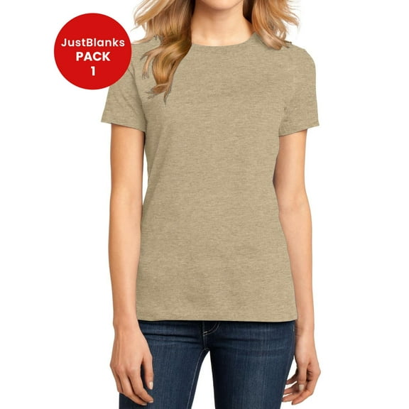 JustBlanks Ladies Perfect Weight 32 singles Shoulder to shoulder taping Crew Neck T Shirt