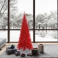 thumbnail image 4 of Vickerman 6.5' Tinsel Red Fir Slim Artificial Christmas Tree, Unlit - Faux Red Christmas Tree - Seasonal Indoor Home Decor, 4 of 4