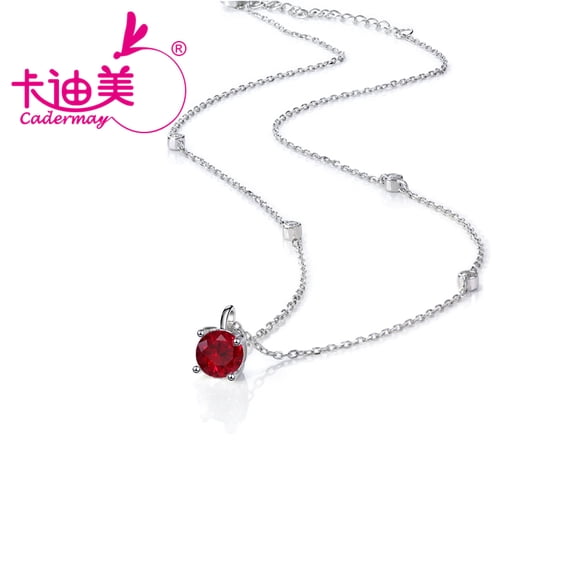Created Ruby 6.5mm Lab Grown Ruby Pegion Blood Red S925 Sterling Silver Necklace For Women Jewelry Gifts