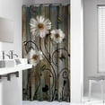 thumbnail image 2 of Rustic Shower Curtain Set Grey Floral Fabric Bath Curtain 6 Hooks Butterfly Daisy American Country Farm Style 36×72 Inches, 2 of 6