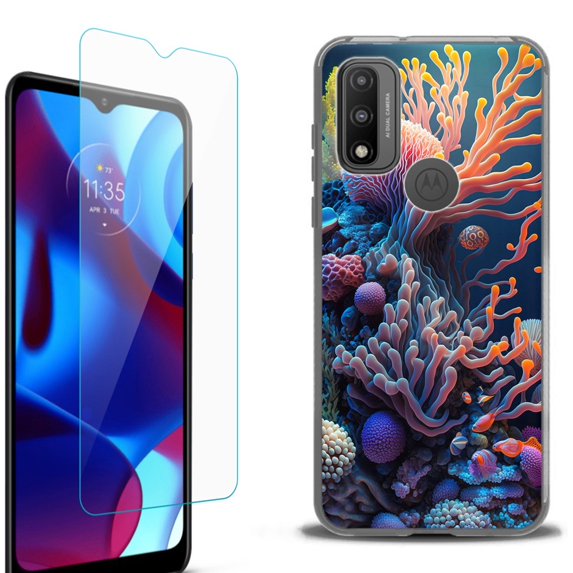 Slim-Fit Fashion Phone Case for Motorola Moto G Pure, with Tempered Glass Screen Protector, by OneToughShield ® - Coral