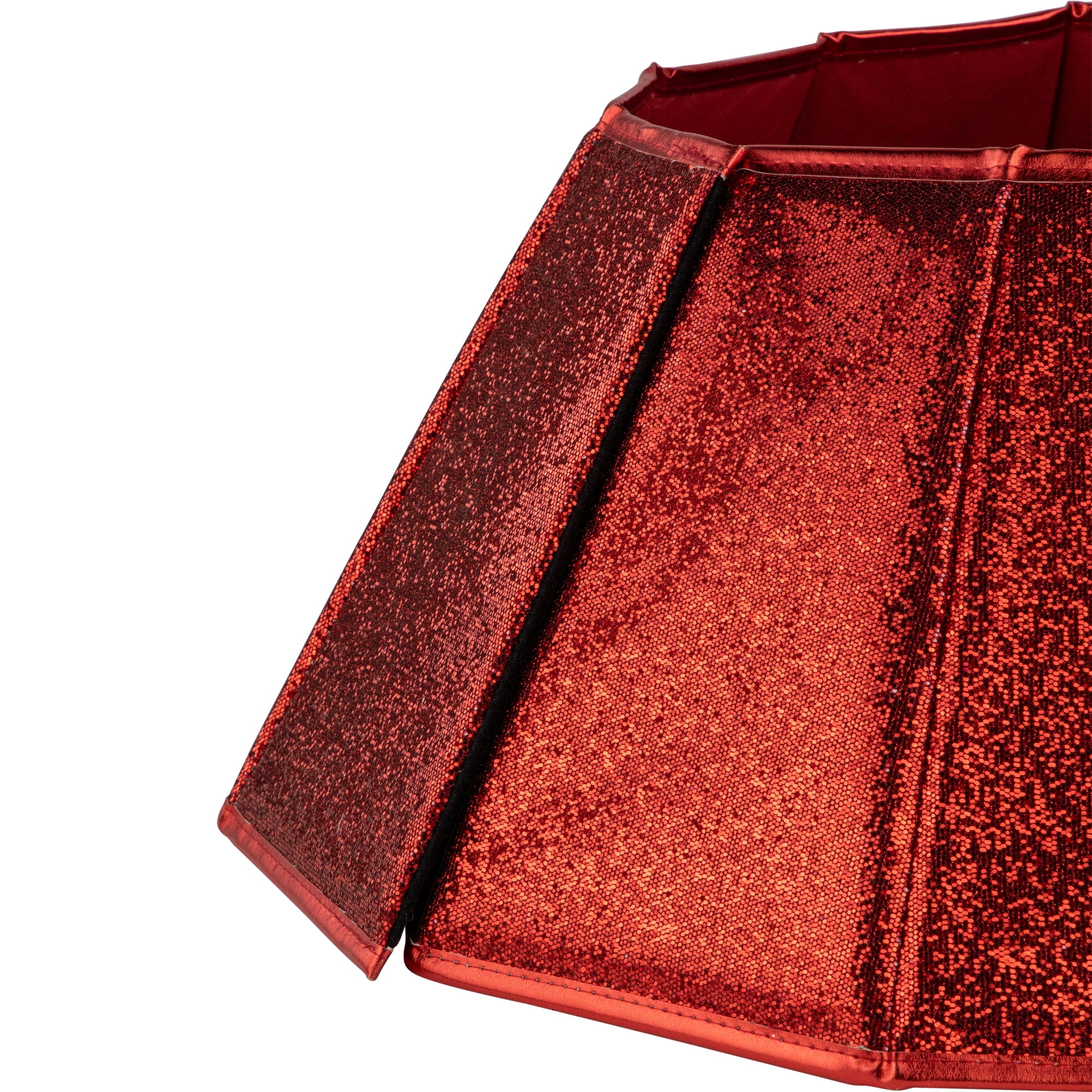 Northlight 26" Glittery Red Fabric Hexagonal Christmas Tree Collar