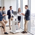 thumbnail image 2 of ELLEGNT Height Adjustable Rolling Lectern - Mobile Laptop Cart with Storage Compartments, Lockable Casters, White, 2 of 9