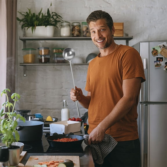 OFFIGAM Stainless Steel Soup Ladle with Comfortable Handle and Non- Grip for Kitchen and Cooking Use