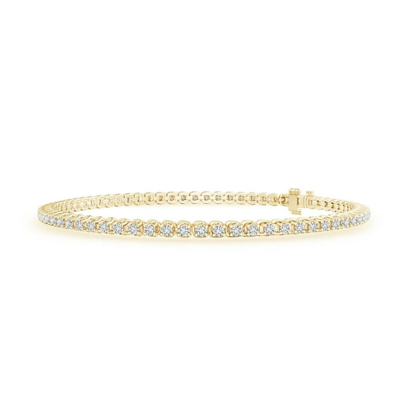 ANGARA Natural Diamond Eternity Stackable Bracelet in 14K Yellow Gold for Women (Size-1.5mm| Color-H| Clarity-SI2) | April Birthstone, Anniversary, Jewelry Gift for Women | Natural Diamond Bracelet