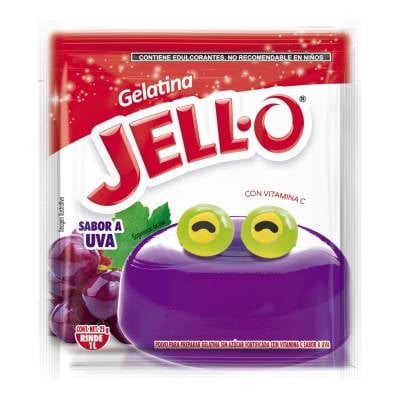 Polvo para preparar gelatina Jello sabor uva 25 g