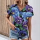 thumbnail image 2 of Top de Verano de las Mujeres Árbol Impresión V-Cuello Casual Manga Corta, Tops Cortos para las Mujeres, 2 of 5
