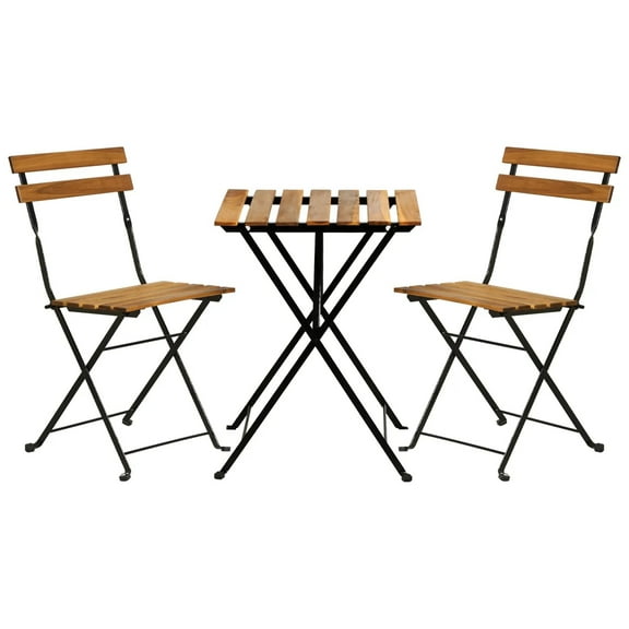 YRLLENSDAN 3-Piece Patio Bistro Set Wood, Outdoor Furniture Set Folding Bistro Table & Chairs Set Wood Patio Bistro Set (Nature)