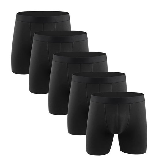 Qulqfy Men's Underwear Boxer Brief Long Leg 5 Pack Breathable Cotton Boxer Briefs Stretch Performance Mens Underwear L