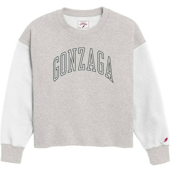 Women's League Collegiate Wear  Gray Gonzaga Bulldogs Reverse Fleece Cropped Pullover Sweatshirt