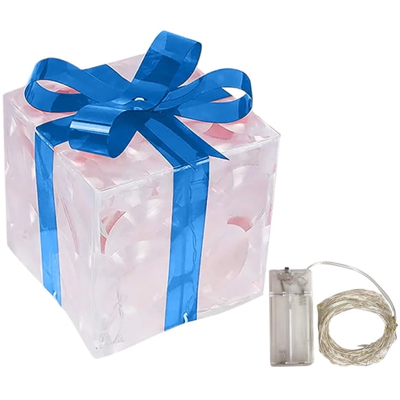Ramiter Christmas Glowing Decoration Gift Box Ornament With Bow Christmas Lighting Box Outdoor Light Lighting Christmas Box Outdoor Gift Decorations Backyard