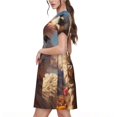 thumbnail image 2 of Balery Fluffy Alpaca Mountain Meadow Vestidos sueltos de manga corta para mujer, vestidos de verano 2025, vestidos casuales de corte A con vuelo., 2 of 6