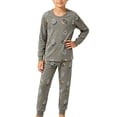 thumbnail image 4 of Cethrio Boys Cotton Pajama Sets, Long Sleeve Soft Crew Neck 2 Piece Boys' Sleepwear Dark Gray Size 2-3T, 4 of 6