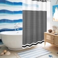 thumbnail image 5 of No Hook Shower Curtain, Farmhouse Black White Striped Shower Curtains for Bathroom with See Through Top Window, Modern Stripes Waterproof & Washable Bath Curtain Small Stall 36"x78", 5 of 9