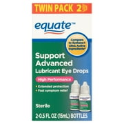 Equate Support Advanced High Performance Lubricant Eye Drops, 0.5 oz, 2 Pack