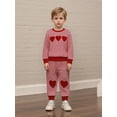thumbnail image 6 of BemeyourBBs Toddler Baby Boy Girl Valentines Day Outfit Striped Heart Sweatshirt and Pants Set Spring Fall Winter Clothes, 6 of 9