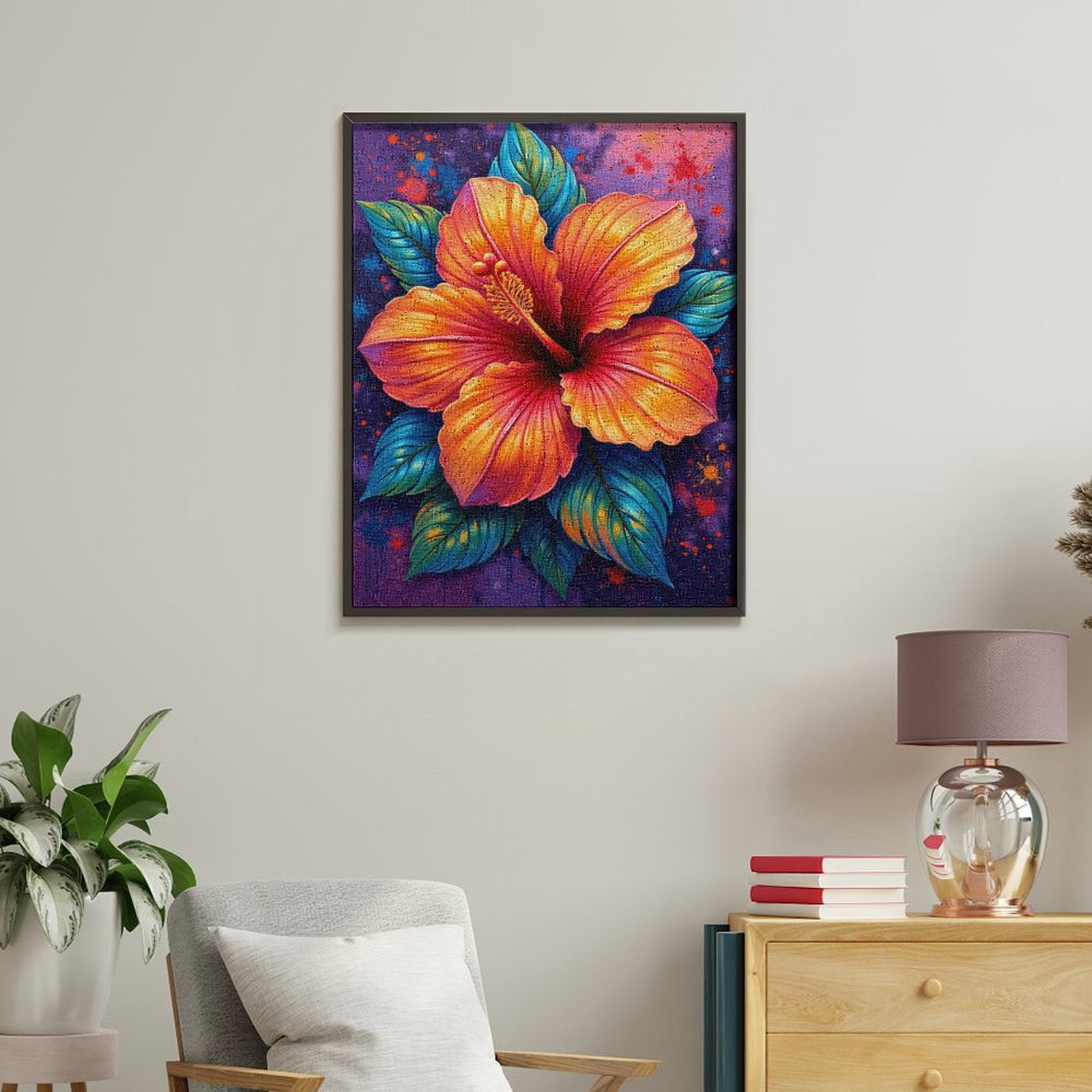 Paint By Numbers Kit for Adults Beginner - DIY Colorful Hibiscus Art Painting Canvas Painting Kits for Adults, Frameless Paint By Number for Adults for Home Wall Decor 16x20 Inch