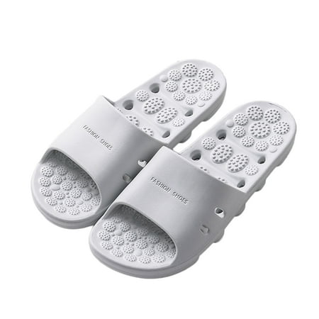 

Summer Bathroom Fashion Slippers Female EVA Massage Leaking Indoor Slipper Quick-drying Hollow Out Bath Non-slip Couple Slippers(Grey 44-45)