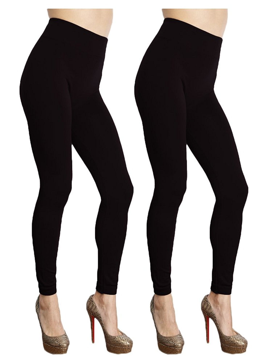 Gilbin's - Women's 2-Pack Seamless Fleece Lined Leggings Black ...