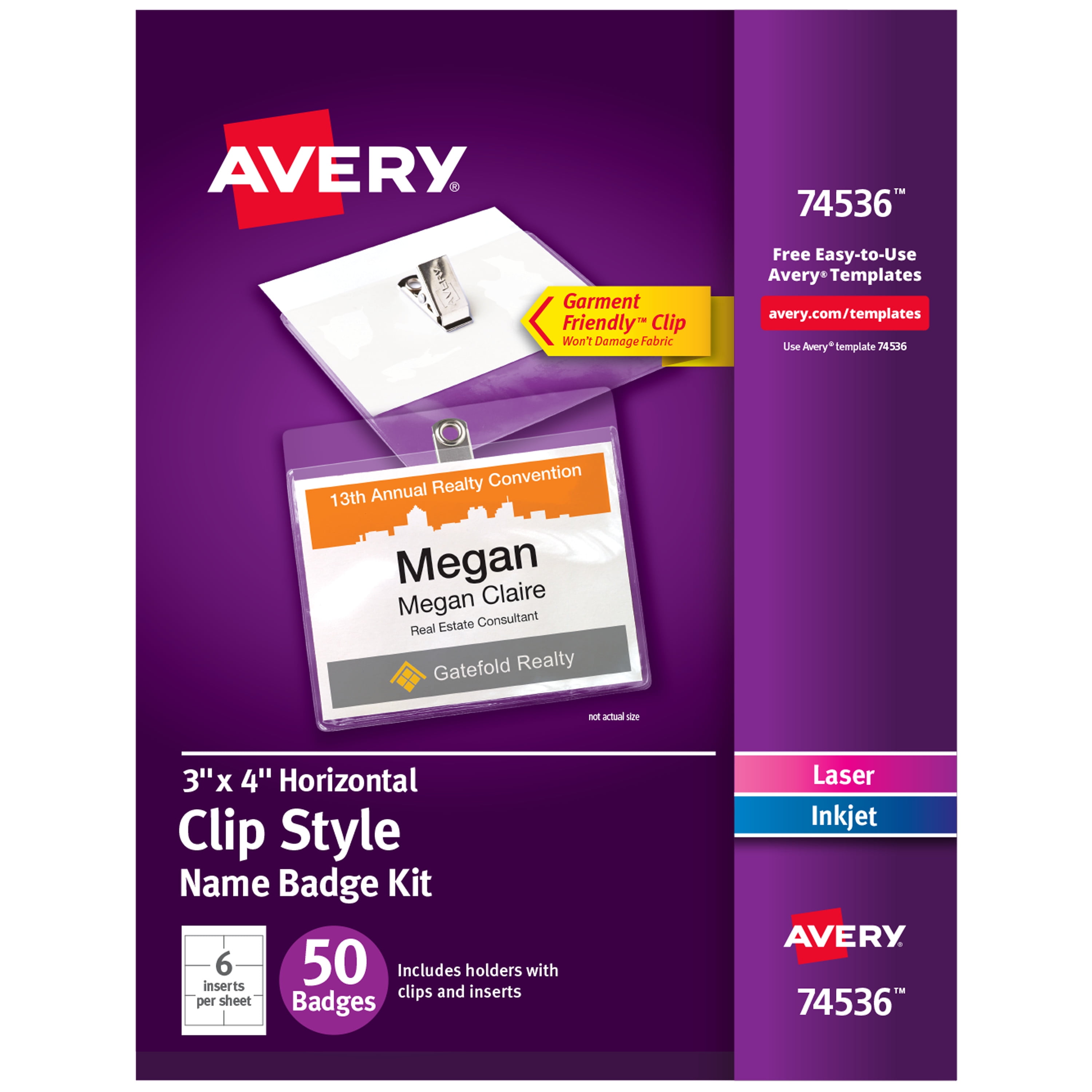 400 Avery Name Badges inserts AVG 5390 8 per sheet 2 1//4/"x 3 1//2/"