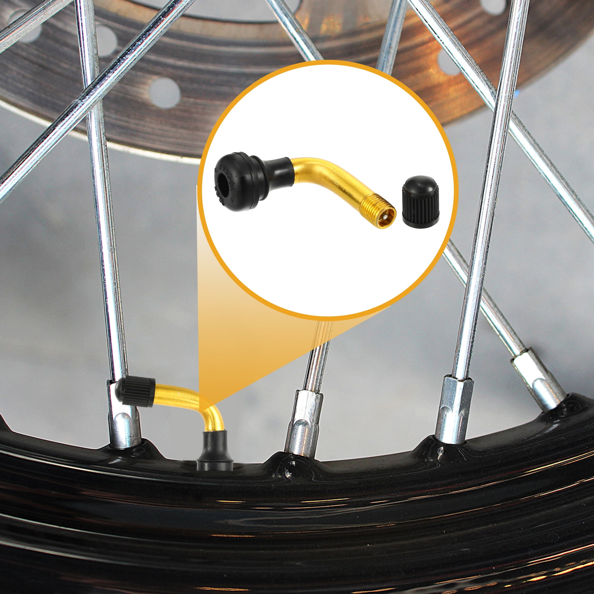 Unique Bargains 5 Pcs Universal Tubeless Tire Valve Stem - Stainless Steel Gold Tone PVR50