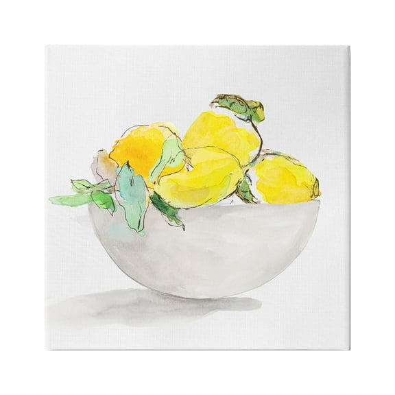 Stupell Industries Lemon Bowl Painting Food & Beverage Painting Gallery Wrapped Canvas Print Wall Art, 17 x 17