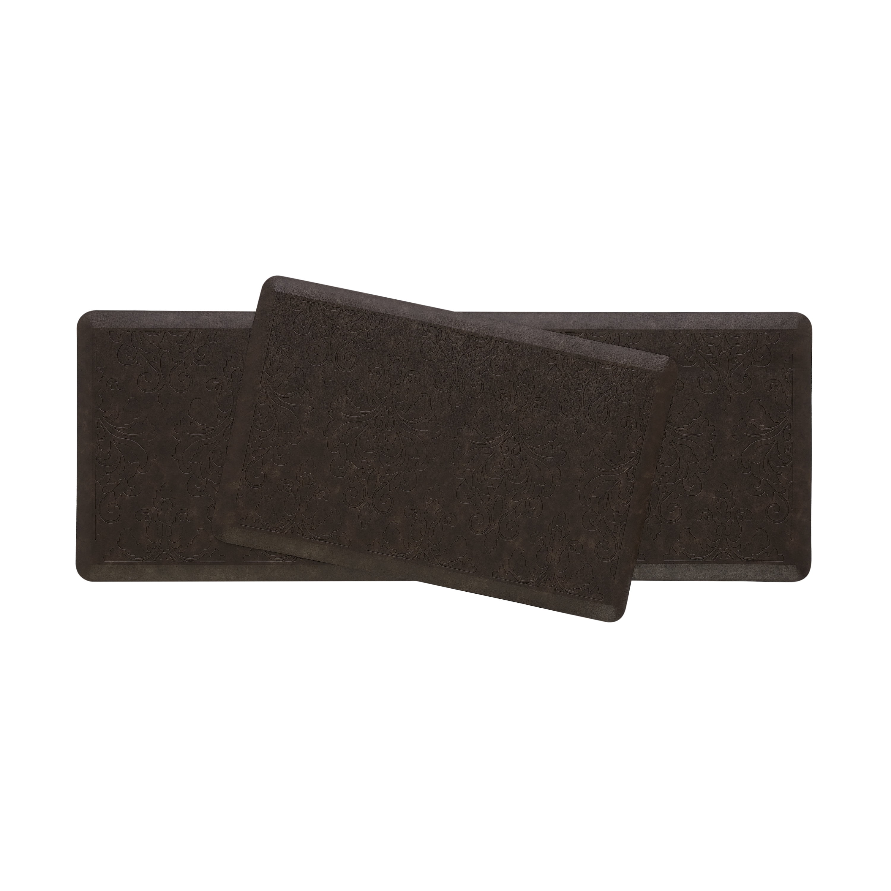Chef Gear Marni Wellness Kitchen Mat 2 pc Set, Mocha, 17.5" x 48" and 17.5" x 28"