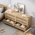 thumbnail image 3 of Dasun 59.06"6-Drawers Rattan Storage Cabinet Rattan Drawer with White Drawer Slides,for Bedroom,Living Room,Natural, 3 of 7