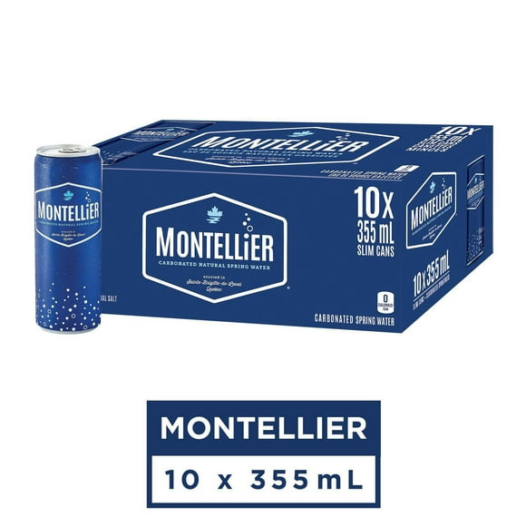 Montellier Sparkling Water, 355 mL Cans, 10 Pack, 10x355mL