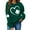 Green, variant on Lolmot St Patricks Day Shirt Women Fleece Lined Sweatshirt Shamrock Long Sleeve Shirts Lucky Green Clover Pullover Irish Holiday Heart Print Graphic Tops