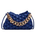 thumbnail image 1 of Bolsos de mano plisados ​​de moda para mujer bolsos de mano tipo mensajero de cuero con cadena (azul), 1 of 7