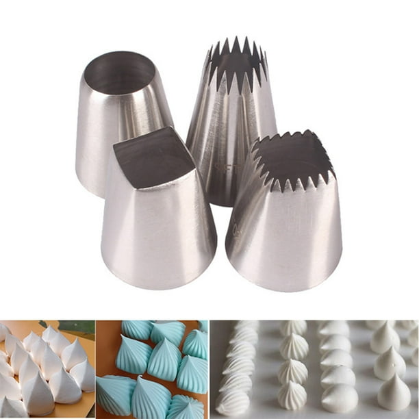 Juego de boquillas decoradas para pasteles, boquilla para tuberías de acero inoxidable, consejos para decoración de pasteles DIY, 4 Uds.