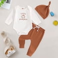 thumbnail image 3 of Dakiuu Baby Boys Girls Winter Fall Clothes Unisex Cute Pumpkin Long Sleeve Romper Bodysuit Tops with Drawstring Jogging Pants and Hats 3pcs Outfit Clothing for Newborn Infant, 3 of 8