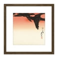 thumbnail image 1 of Zeshin Birds Crows Against Red Sky Japanese 8X8 Inch Square Wooden Framed Wall Art Print Picture with Mount, 1 of 4