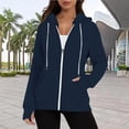 thumbnail image 3 of Krdevn Womens Fall Sweatshirts,Women's Casual Solid Color Long Sleeve Pocket Drawstring Hooded Zipper Hoodie,Pullover Sweatshirts for Women,Size:XL, 3 of 8