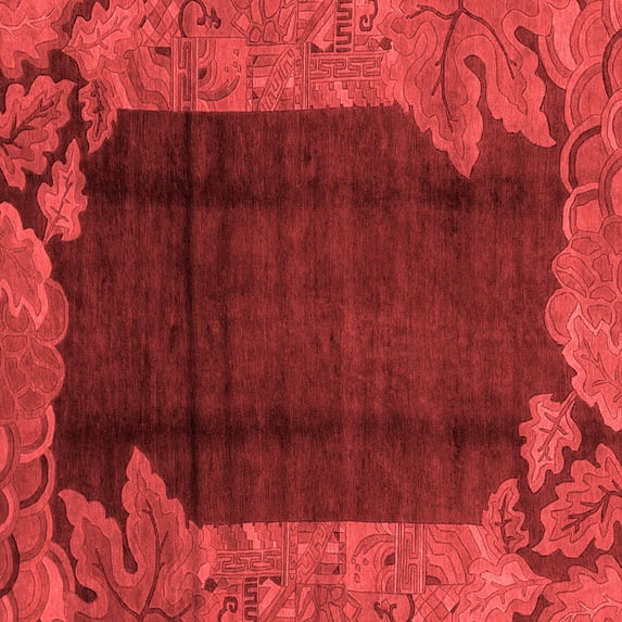 Ahgly Company Indoor Square Abstract Red Modern Area Rugs, 5' Square