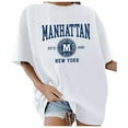 thumbnail image 1 of Ladies' Summer English Letter Print Loose Shoulder Round Neck T-Shirt, 1 of 4