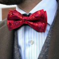 thumbnail image 2 of Conjunto de pajarita Barry.Wang, accesorios formales de seda floral roja, 2 of 7