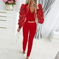 thumbnail image 5 of TNOBHG Jumpsuit Women Jumpsuit Rose See-through Mesh Chain Decor Slim Fit V Neck High Waist Solid Color Formal Commute Style Long Ankle-length Jumpsuit, 5 of 8