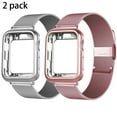 thumbnail image 1 of 2 Pack LEIXIUER Metal Magnetic Band for Apple Watch Bands 42mm Milanese Loop Stainless Steel Wristband with Screen Protector Case for iWatch Series 3 2 1 -silver,pink gold, 1 of 7