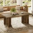thumbnail image 4 of Tribesigns Wood Coffee Table, 47-Inch Farmhouse Rectangle Center Table with Triangle Legs for Living Room, Brown, 4 of 7