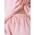 thumbnail image 5 of DARING DIVA Satin Pajama Short Sleeve Crew Neck Top Set M Pink, 5 of 6