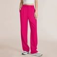 thumbnail image 2 of Sngxgn Wide Leg Pants for Women Pants with Pockets High Waist Work Business Casual Sweatpants(Watermelon Red,L), 2 of 4