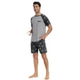 thumbnail image 4 of MINTREUS Men's Pajamas Colors Contrast Short Sleeve Round Neck 2-piece Set Men's Loose Shorts Casual Set Raglan Pajamas, 4 of 6