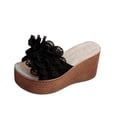 thumbnail image 3 of Women's Floral Wedge Slide Sandals Thick Platform Heel Casual Summer Beach Mules for Women Comfortable Slip On Shoes with 3D Flower Decor, 3 of 10