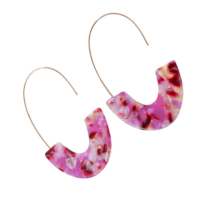 1 par de aretes estilo simple en forma de U con estampado de leopardo geométrico universal aro para la oreja joyería de moda para chicas Ropa, zapatos y accesorios Miscelánea Púrpura claro Minnieouse AP010170-06