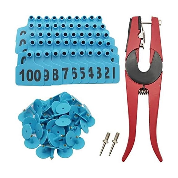 Cattle Ear Tags 001-100 Number Plastic Livestock Animal for Cows Tag Applicator Kit,100 PCS