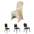 thumbnail image 2 of Efavormart Beige Crushed Velvet Spandex Stretch Banquet Chair Cover With Foot Pockets, Fitted Wedding Chair Cover - 190 GSM, 2 of 5